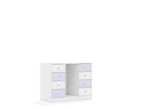 Regał na pojemniki Blox Colours 110 2PG 8SB 1049x466x813 korpus biały/4x szuflada biała i 4x szuflada pastelowa fioletowa