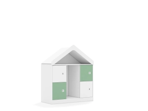 Regał na pojemniki Blox Colours 110 2PG 4F1 z daszkiem 1049x466x1223 korpus biały/2x front biały i 2x front pastelowy zielony