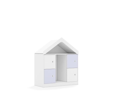 Regał na pojemniki Blox Colours 110 2PG 4F1 z daszkiem 1049x466x1223 korpus biały/2x front biały i 2x front pastelowy fioletowy