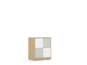 Szafa Blox Colours 70 2PP 4F1 706x466x813 korpus dąb/2x front biały i 2x front jasny szary