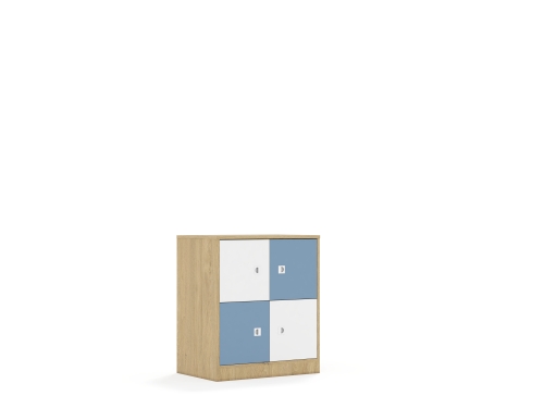 Szafa Blox Colours 70 2PP 4F1 706x466x813 korpus dąb/2x front biały i 2x front pastelowy niebieski - a6767cf3953ca388e796f35f39320fed