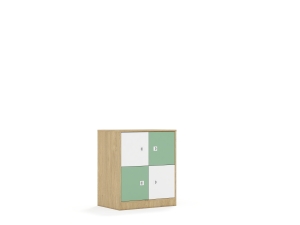 Szafa Blox Colours 70 2PP 4F1 706x466x813 korpus dąb/2x front biały i 2x front pastelowy zielony
