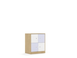 Szafa Blox Colours 70 2PP 4F1 706x466x813 korpus dąb/2x front biały i 2x front pastelowy fioletowy