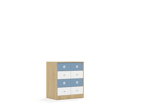 Szafa Blox Colours 70 2PP 8SB 706x466x813 korpus dąb/4x szuflada biała i 4x szuflada pastelowa niebieska - b745dad404e339eb64a3465648fc7c9e