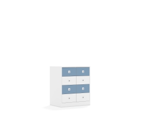 Szafa Blox Colours 70 2PP 8SB 706x466x813 korpus biały/4x szuflada biała i 4x szuflada pastelowa niebieska