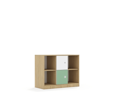 Regał Blox Colours 110 2PP 2F1 1049x466x813 korpus dąb/1x front biały i 1x front pastelowy zielony - bad547659ff00959fd0de33b1a7629d7