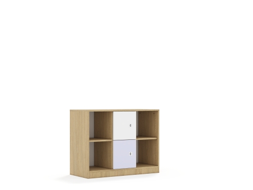 Regał Blox Colours 110 2PP 2F1 1049x466x813 korpus dąb/1x front biały i 1x front pastelowy fioletowy - d395effadacf346ef782aa1c84560d4d