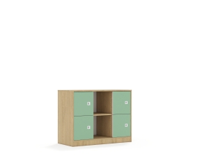 Regał Blox Colours 110 2PP 4F1 1049x466x813 korpus dąb/4x front pastelowy zielony