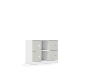 Regał Blox Colours 110 2PP 4F1 1049x466x813 korpus biały/4x front jasny szary