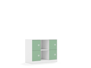 Regał Blox Colours 110 2PP 4F1 1049x466x813 korpus biały/4x front pastelowy zielony