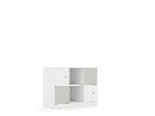 Regał Blox Colours 110 2PP 4F1 1049x466x813 korpus biały/2x front biały i 2x front jasny szary - 2a022c925c7a77883c943cb3b14716a5
