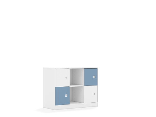 Regał Blox Colours 110 2PP 4F1 1049x466x813 korpus biały/2x front biały i 2x front pastelowy niebieski - ef020157523cbc2d4cf5aaba8b3c0656