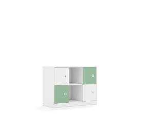 Regał Blox Colours 110 2PP 4F1 1049x466x813 korpus biały/2x front biały i 2x front pastelowy zielony