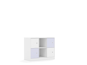 Regał Blox Colours 110 2PP 4F1 1049x466x813 korpus biały/2x front biały i 2x front pastelowy fioletowy