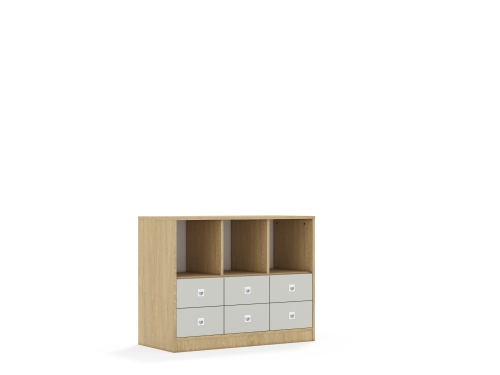 Regał Blox Colours 110 2PP 4SB 2SS 1049x466x813 korpus dąb/6x szuflada jasna szara - 0c7f2b78a65f4e5d46b49931bbb4286a
