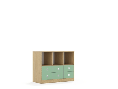 Regał Blox Colours 110 2PP 4SB 2SS 1049x466x813 korpus dąb/6x szuflada pastelowa zielona - 98339a2aa8ed8f70dcfd9d94f55e7ecc
