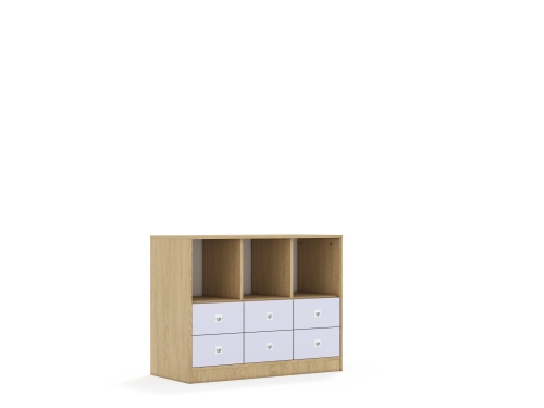 Regał Blox Colours 110 2PP 4SB 2SS 1049x466x813 korpus dąb/6x szuflada pastelowa fioletowa - a0811324515641b8869b8e2acc30f286