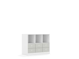 Regał Blox Colours 110 2PP 4SB 2SS 1049x466x813 korpus biały/6x szuflada jasna szara
