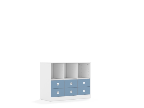 Regał Blox Colours 110 2PP 4SB 2SS 1049x466x813 korpus biały/6x szuflada pastelowa niebieska