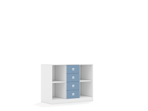 Regał Blox Colours 110 2PP 4SS 1049x466x813 korpus biały/4x szuflada pastelowa niebieska