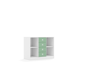 Regał Blox Colours 110 2PP 4SS 1049x466x813 korpus biały/4x szuflada pastelowa zielona