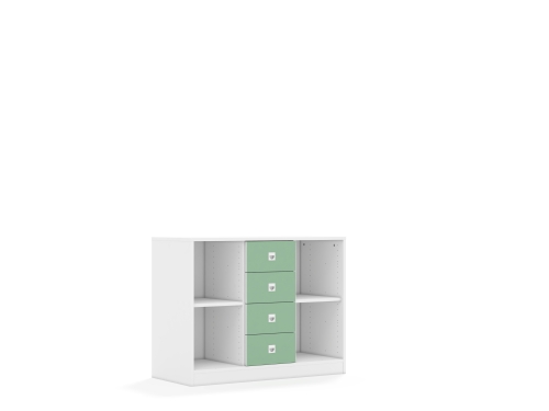 Regał Blox Colours 110 2PP 4SS 1049x466x813 korpus biały/4x szuflada pastelowa zielona