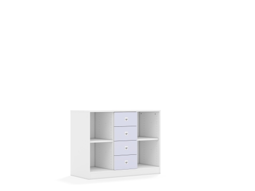 Regał Blox Colours 110 2PP 4SS 1049x466x813 korpus biały/4x szuflada pastelowa fioletowa