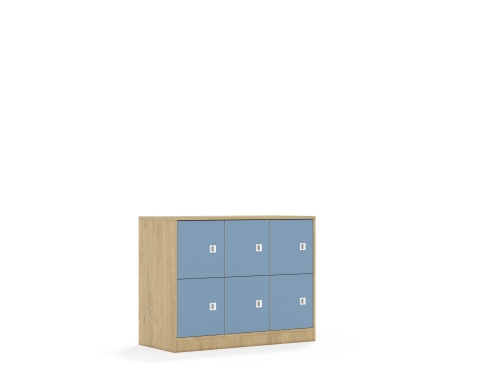Szafa Blox Colours 110 2PP 6F1 1049x466x813 korpus dąb/6x front pastelowy niebieski