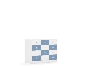Szafa Blox Colours 110 2PP 8SB 4SS 1049x466x813 korpus biały/6x szuflada biała i 6x szuflada pastelowa niebieska