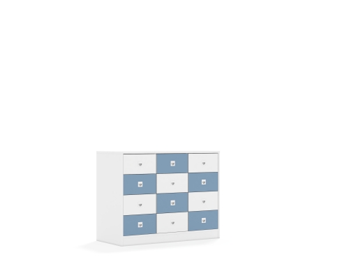 Szafa Blox Colours 110 2PP 8SB 4SS 1049x466x813 korpus biały/6x szuflada biała i 6x szuflada pastelowa niebieska