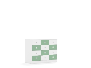 Szafa Blox Colours 110 2PP 8SB 4SS 1049x466x813 korpus biały/6x szuflada biała i 6x szuflada pastelowa zielona