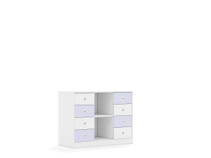 Regał Blox Colours 110 2PP 8SB 1049x466x813 korpus biały/4x szuflada biała i 4x szuflada pastelowa fioletowa