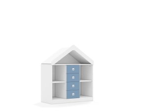 Regał Blox Colours 110 2PP 4SS z daszkiem 1049x466x1223 korpus biały/4x szuflada pastelowa niebieska
