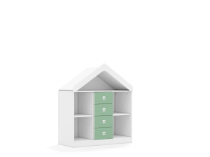 Regał Blox Colours 110 2PP 4SS z daszkiem 1049x466x1223 korpus biały/4x szuflada pastelowa zielona