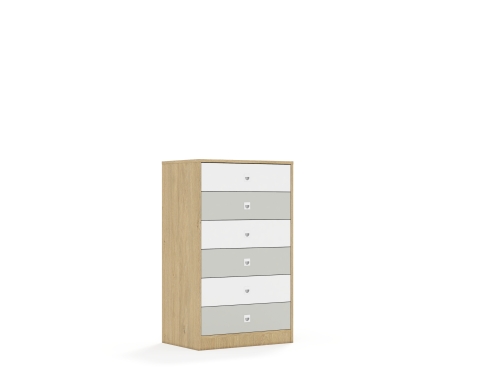 Szafa Blox Colours 70 3P 6S 706x466x1165 korpus dąb/3x szuflada biała i 3x szuflada jasna szara - 7f6e0af053a3fdff047eefa0586f74a1
