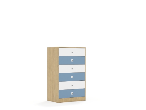 Szafa Blox Colours 70 3P 6S 706x466x1165 korpus dąb/3x szuflada biała i 3x szuflada pastelowa niebieska - 0eb2cee956c80051874d26c1f4f27131