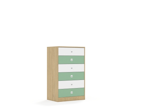 Szafa Blox Colours 70 3P 6S 706x466x1165 korpus dąb/3x szuflada biała i 3x szuflada pastelowa zielona - dd0f00895274e4618d48986f45fc7f4c
