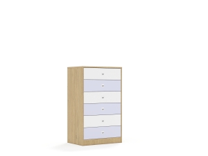 Szafa Blox Colours 70 3P 6S 706x466x1165 korpus dąb/3x szuflada biała i 3x szuflada pastelowa fioletowa