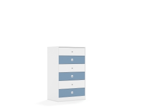 Szafa Blox Colours 70 3P 6S 706x466x1165 korpus biały/3x szuflada biała i 3x szuflada pastelowa niebieska