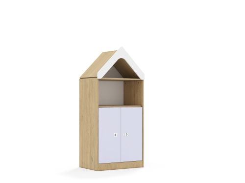 Regał Blox Colours 70 3P 2F2 z daszkiem 706x466x1575 korpus dąb/2x front pastelowy fioletowy