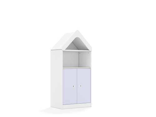 Regał Blox Colours 70 3P 2F2 z daszkiem 706x466x1575 korpus biały/2x front pastelowy fioletowy