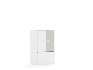 Regał Blox Colours 70 3P 2F2 ze skrzynią 706x466x1165 korpus biały/1x front biały i 1x front jasny szary