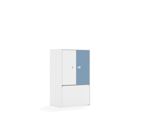 Regał Blox Colours 70 3P 2F2 ze skrzynią 706x466x1165 korpus biały/1x front biały i 1x front pastelowy niebieski - 9103b26700edf178a56a417be7235c26
