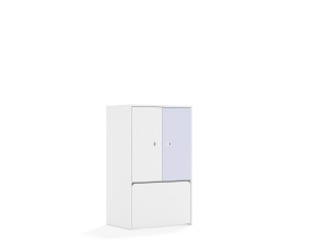 Regał Blox Colours 70 3P 2F2 ze skrzynią 706x466x1165 korpus biały/1x front biały i 1x front pastelowy fioletowy