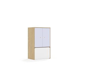 Regał Blox Colours 70 3P 2F2 ze skrzynią 706x466x1165 korpus dąb/2x front pastelowy fioletowy