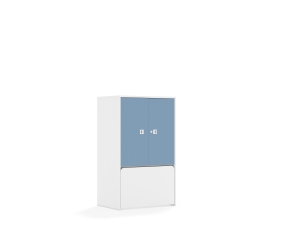 Regał Blox Colours 70 3P 2F2 ze skrzynią 706x466x1165 korpus biały/2x front pastelowy niebieski