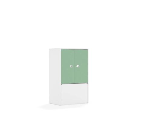 Regał Blox Colours 70 3P 2F2 ze skrzynią 706x466x1165 korpus biały/2x front pastelowy zielony