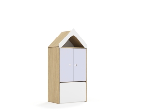Regał Blox Colours 70 3P 2F2 ze skrzynią i daszkiem 706x466x1575 korpus dąb/2x front pastelowy fioletowy