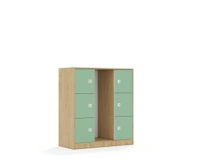 Regał na pojemniki Blox Colours 110 3PG 6F1 1049x466x1165 korpus dąb/6x front pastelowy zielony