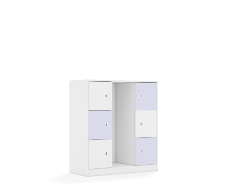 Regał na pojemniki Blox Colours 110 3PG 6F1 1049x466x1165 korpus biały/3x front biały i 3x front pastelowy fioletowy - 68d473cfb2773f4c55b59b93570aa301
